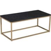 RRP £500 Like New Bletchley Black Top Coffee Table With Gold Frame
