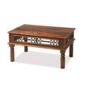RRP £300 Like New Unboxed Wooden Coffee Table With Metal Design