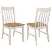 RRP £160 Like New Unboxed X2 Slat back Dining Chairs, White/Natural