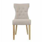 RRP £150 Boxed Like New Naples Dining Chair In Oak / Beige Finish X2