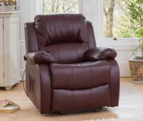 RRP £550 Ex Display Leather Armchair In Wine Red