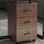 RRP £300 Like New 3 Drawer Dark Wood Filing Cabinet With Keys
