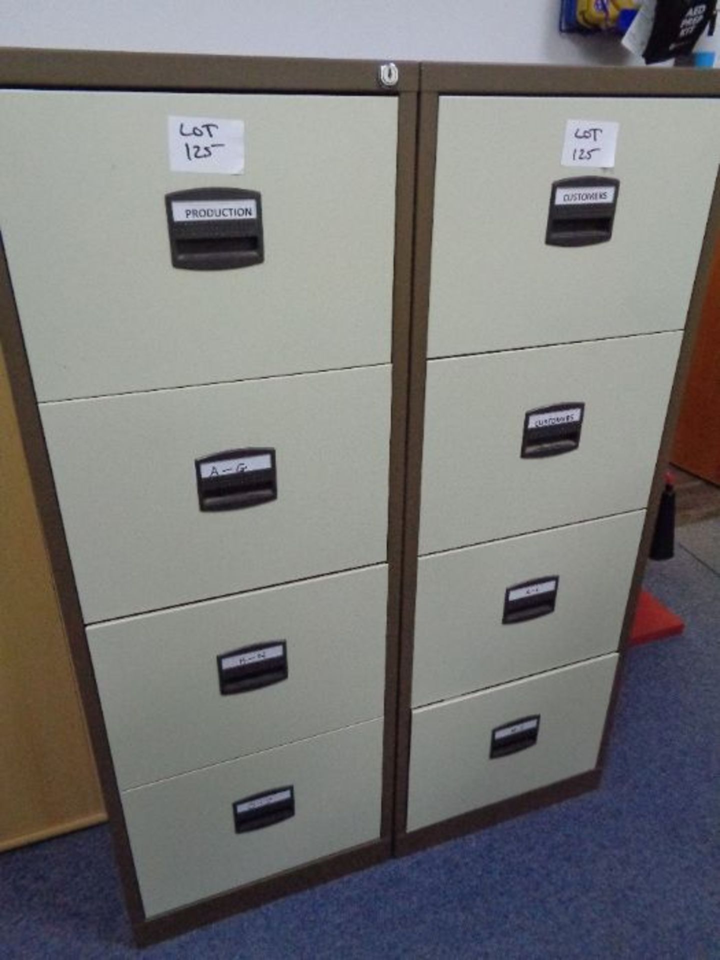 2 x Brown & Cream 4 Drawer Filing Cabinets as Lotted