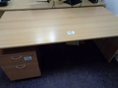 Beech Workstation with 2 Drawer Pedestal as Lotted