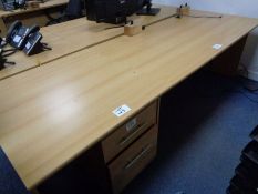 Beech Workstation with 5 Drawer and 2 Drawer Pedestals as Lotted