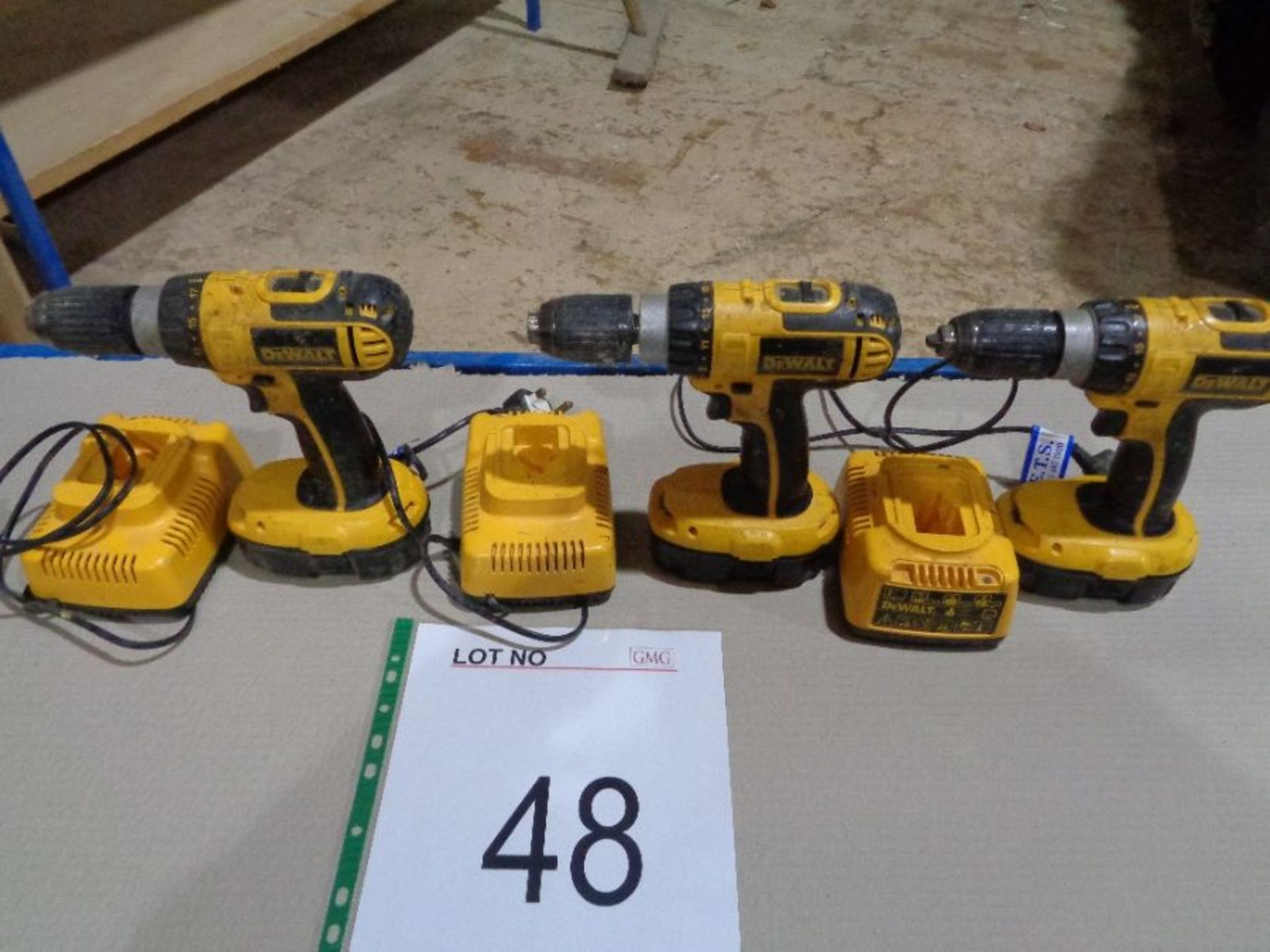 3 x Dewalt DC725 Power Drills with Chargers as Lotted