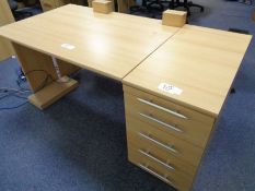 Beech Workstation with 5 Drawer Pedestal as Lotted