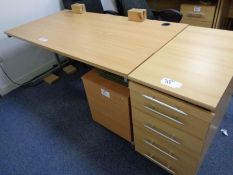 Beech Workstation with 3 Drawer & 4 Drawer Pedestals as Lotted