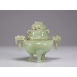 Green jade incense burner decorated with dragons