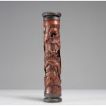 Carved bamboo incense holder