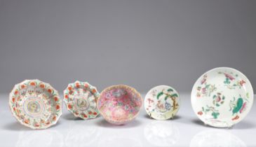 Lot (5) 19th century famille rose porcelains