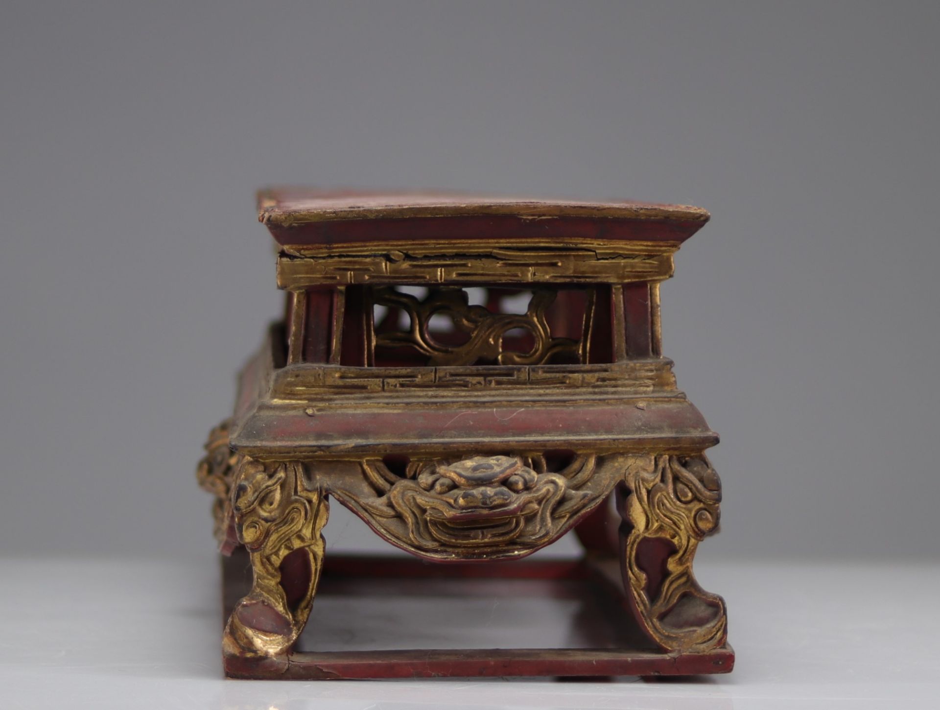 Chinese wooden base Qing period - Image 4 of 4