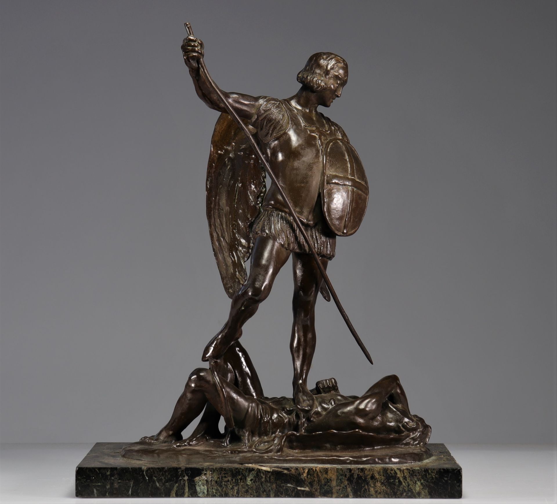 Marc COLMANT (1898-1962) bronze "Saint Michael slaying the Devil"