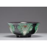 Black family porcelain bowl with cabbage leaf decor