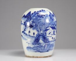 Blue white Chinese porcelain vase with landscape decoration