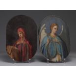 Objects of religious worship painted on 18th century wood