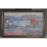 Oil on canvas countryside view unidentified signature