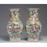 Pair of 19th century Canton porcelain vases