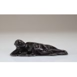 Chinese wooden sculpture "reclining young woman"