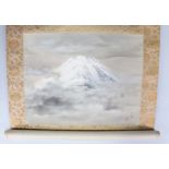 Painted scroll of a mountain Japan.