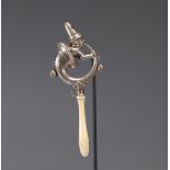 XIXth century silver and bone rattle