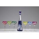 Val Saint Lambert carafe and 6 cut glasses