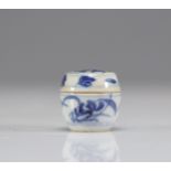 Small blue white porcelain ink box