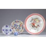 Set of plates (3) and a Chinese porcelain ink box