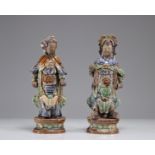 China pair of Qing period glazed sandstone statues