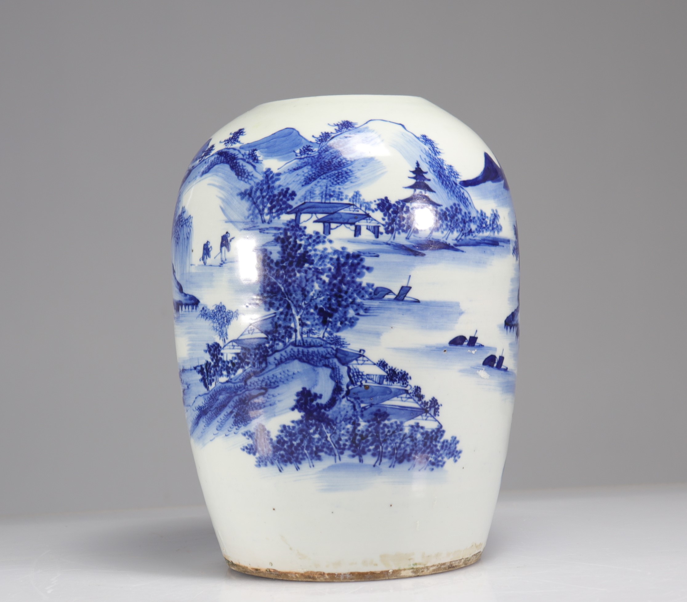 Blue white Chinese porcelain vase with landscape decoration - Image 3 of 6