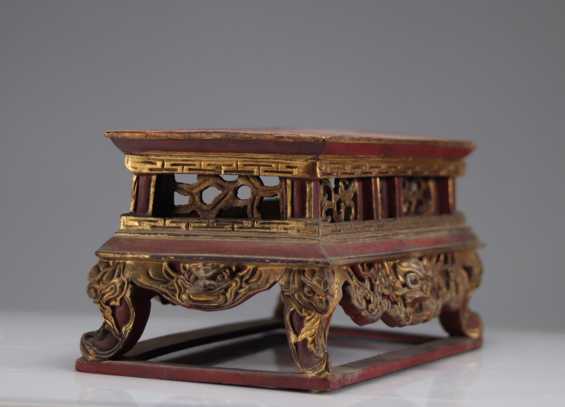 Chinese wooden base Qing period - Image 2 of 4