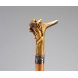 Sculpted horn cane with grotesque head