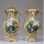 Imposing pair of Paris porcelain cone vases