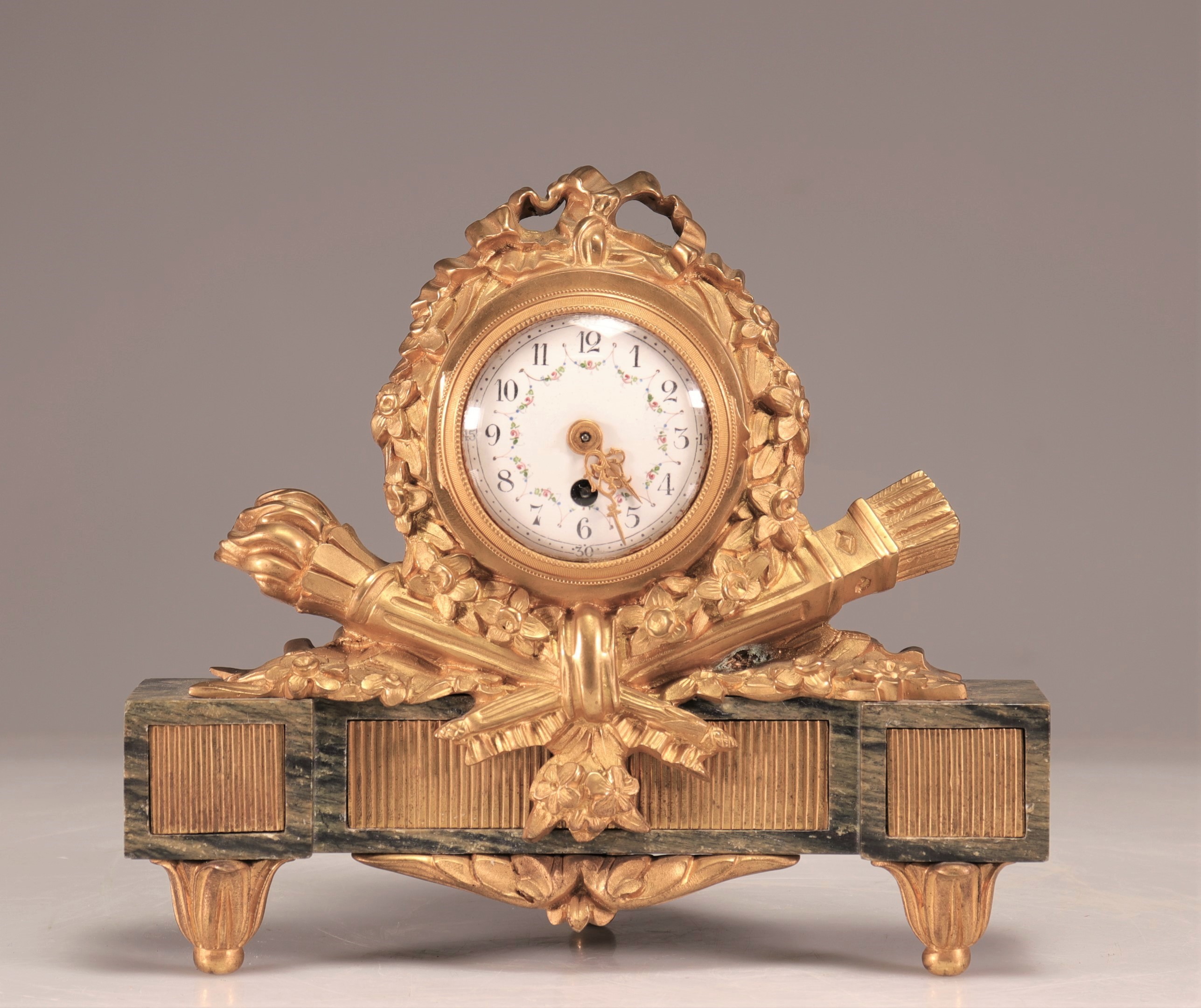 Louis XV style gilt bronze table clock