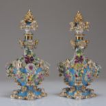 Jacob Petit pair of porcelain bottles decorated with flowers
