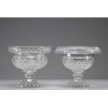 2 cups, Voneche crystal, 19th century, Charles X period