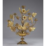 Church candlestick in gilt bronze