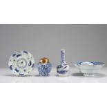 Lot (4) blue white porcelain Qing period