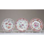 Plates (3) 18th century famille rose porcelain