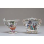 Lot (2) 18th century famille rose porcelains decorated with characters