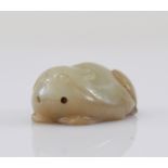 Green jade carved with a rabbit, Ming period or earlier