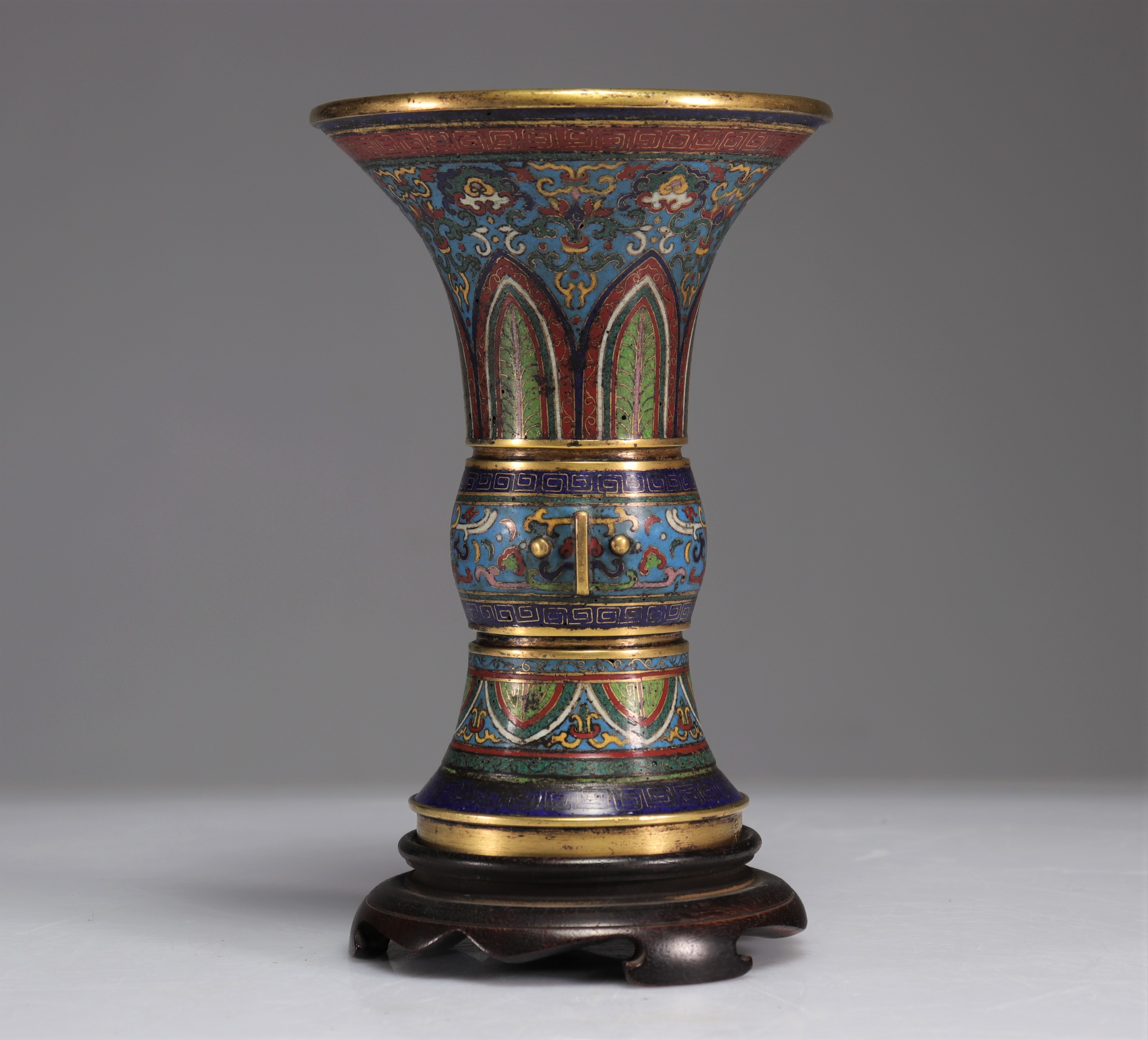 Gu vase in cloisonne bronze, archaic decoration, Qianlong period - Image 3 of 6