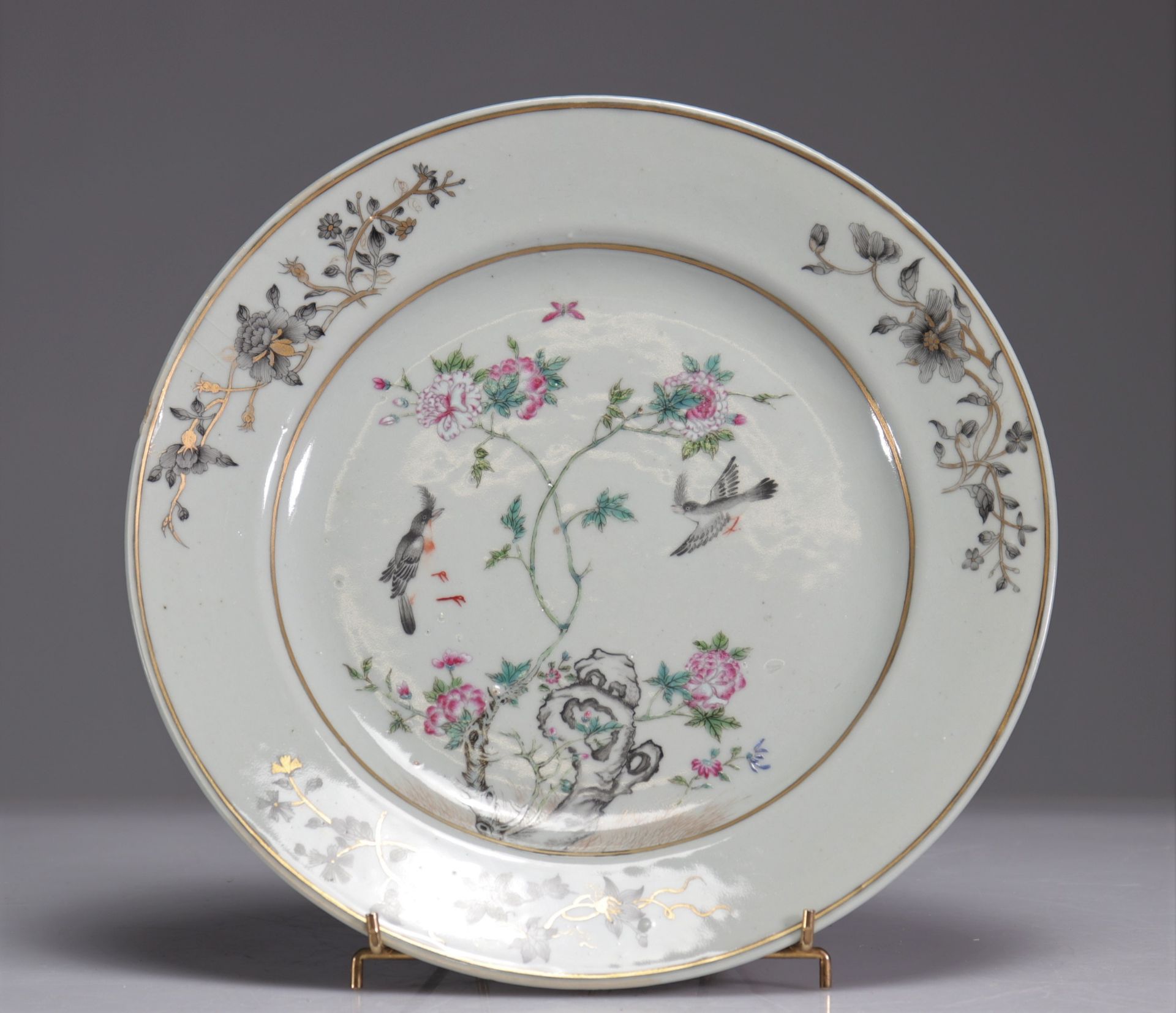 Porcelain plates (4), bird decoration, Qianlong period, famille rose - Image 2 of 3