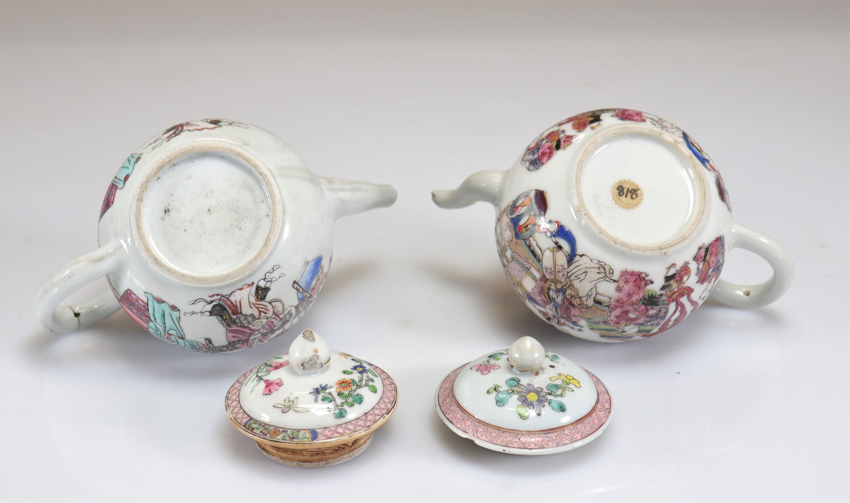 Teapots (2) in 18th century famille rose porcelain - Image 5 of 5