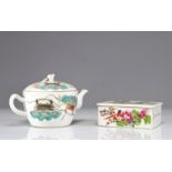 Box and teapot in famille rose porcelain circa 1900