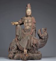 Large Guanyin Bodhisattva China 18th century polychrome wood