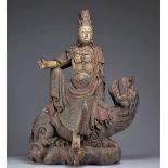 Large Guanyin Bodhisattva China 18th century polychrome wood