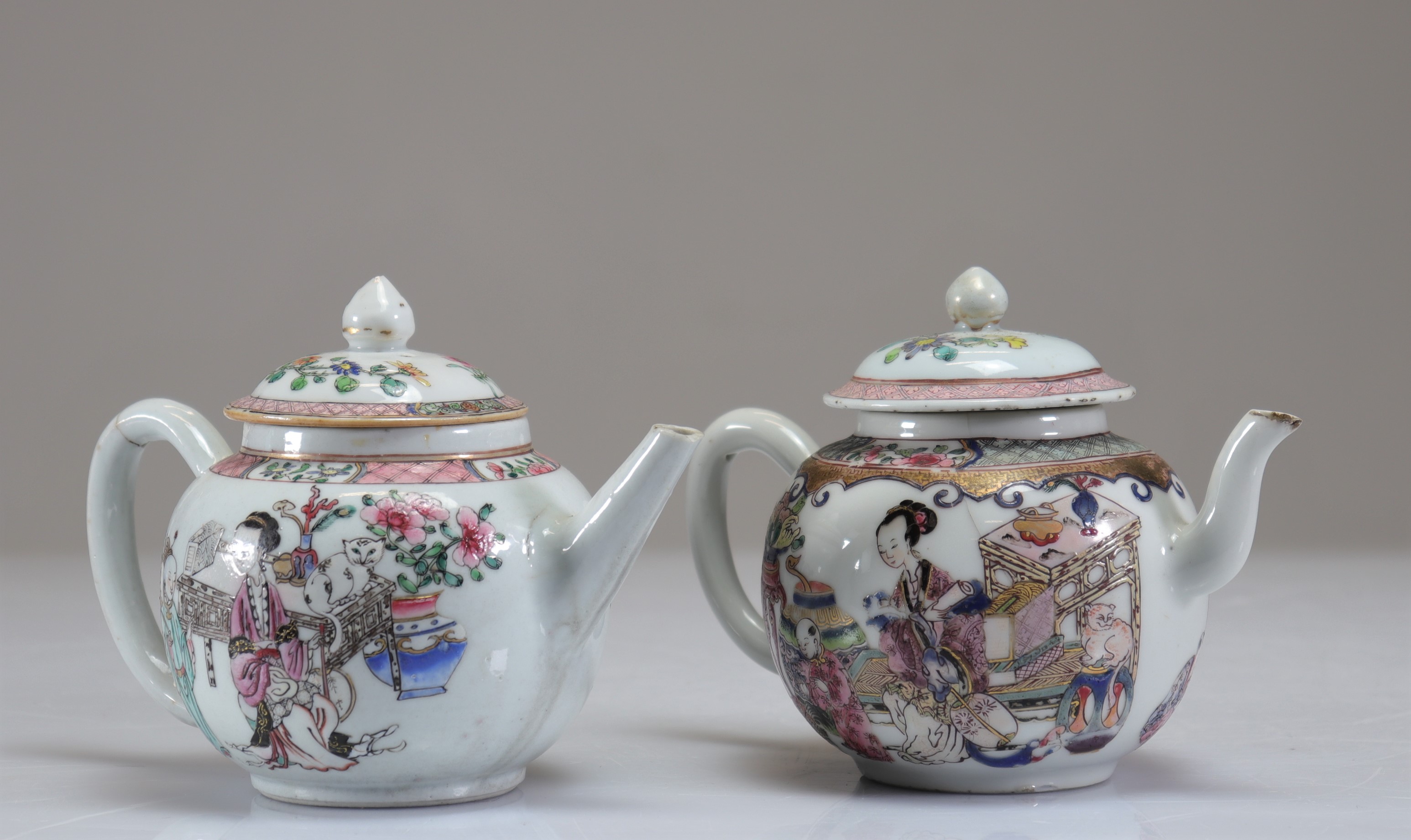 Teapots (2) in 18th century famille rose porcelain - Image 4 of 5