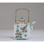 Kangxi famille verte porcelain teapot with floral decoration