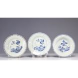 Plates (3) in 18th century blue white porcelain